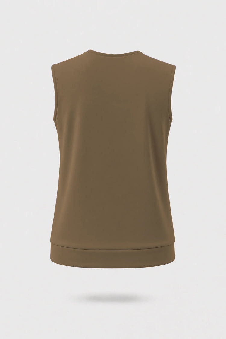 Cowl Neck Sleeveless Top - Toffee Brown