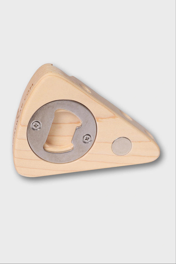 Cheese-Shaped Wooden Bottle Opener & Phone Stand
