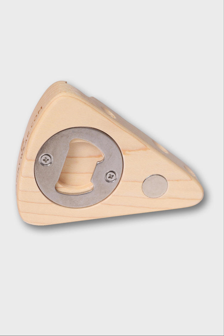 Cheese-Shaped Wooden Bottle Opener & Phone Stand