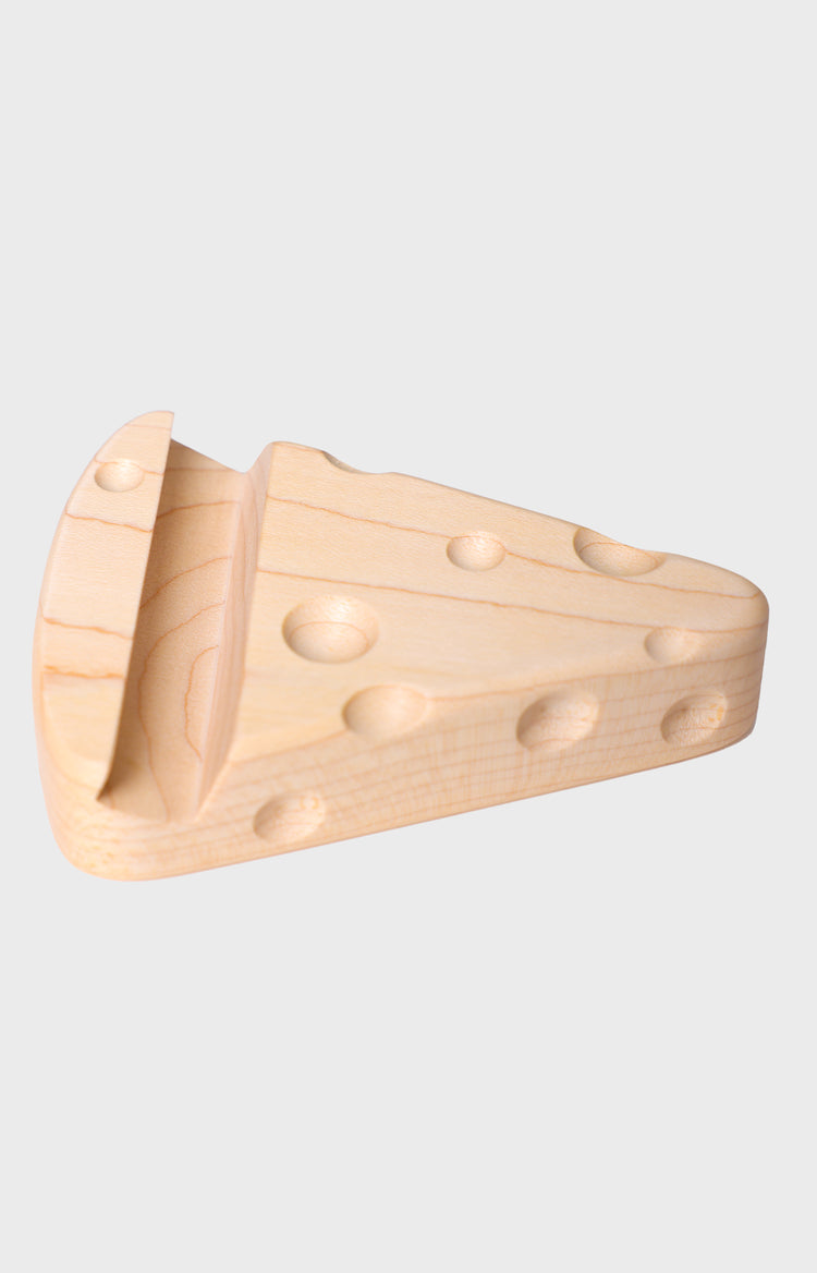 Cheese-Shaped Wooden Bottle Opener & Phone Stand
