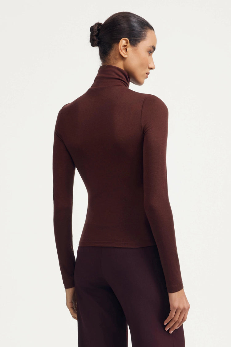 Luxe Stretch Turtleneck - Merlot Cocoa