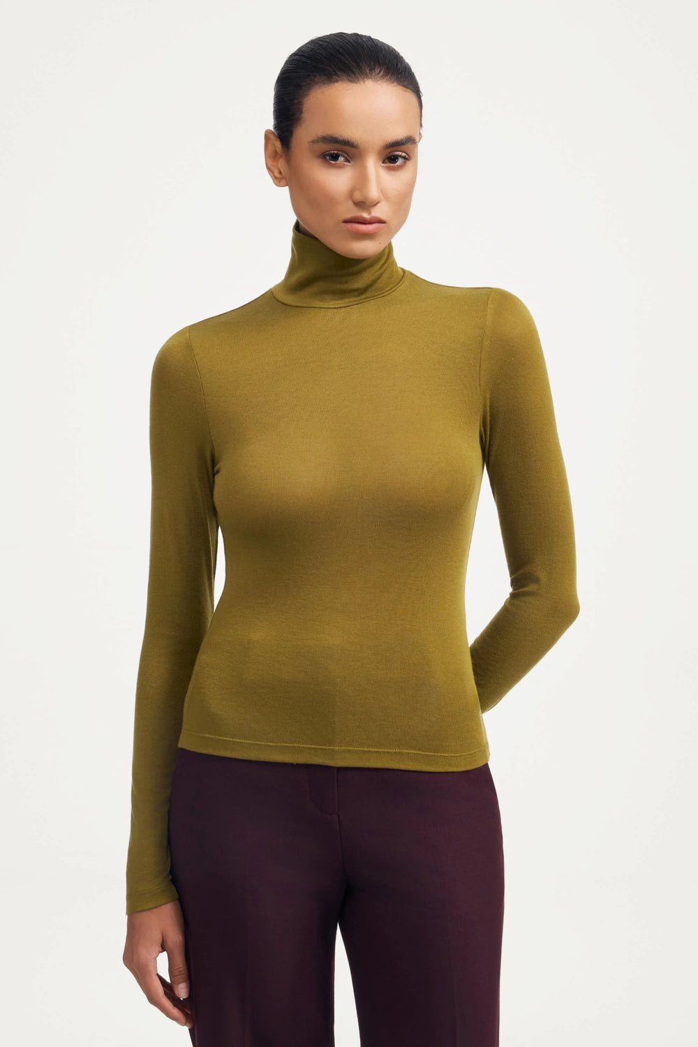 Luxe Stretch Turtleneck - Warm Olive