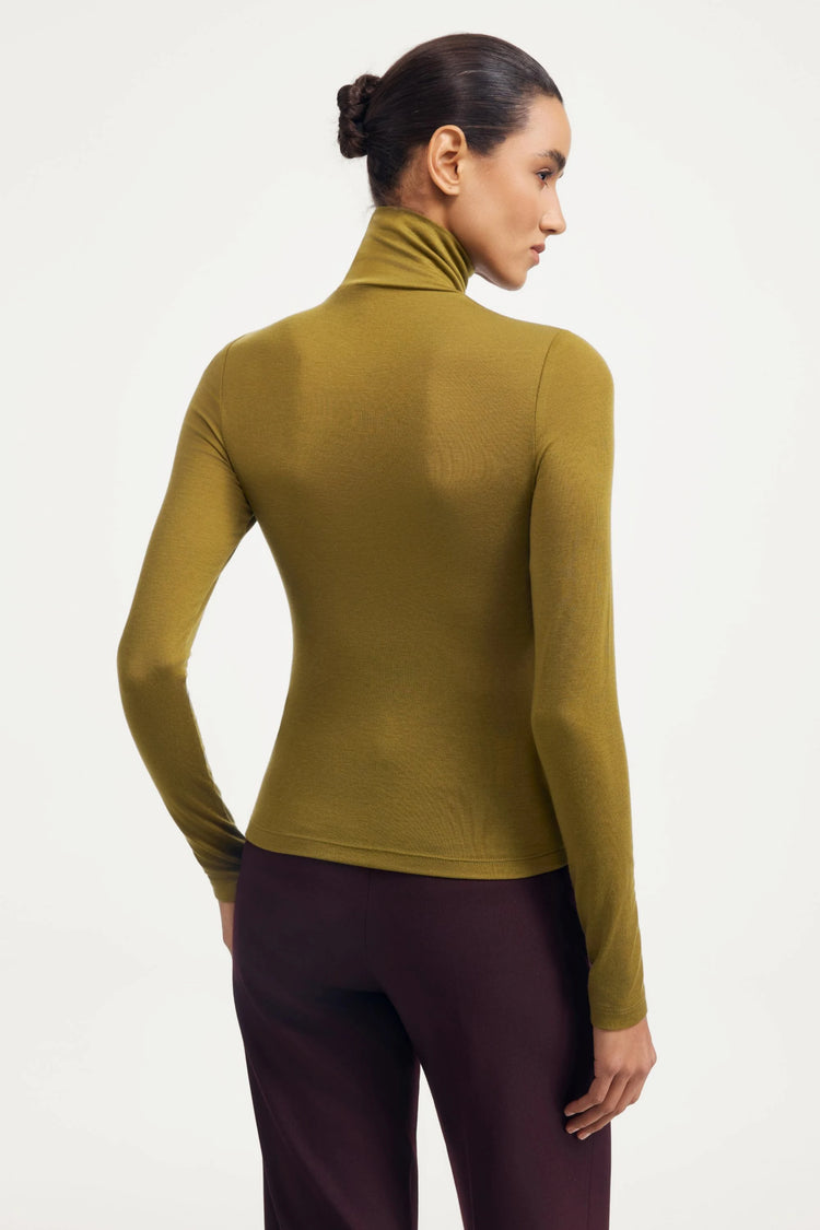 Luxe Stretch Turtleneck - Warm Olive