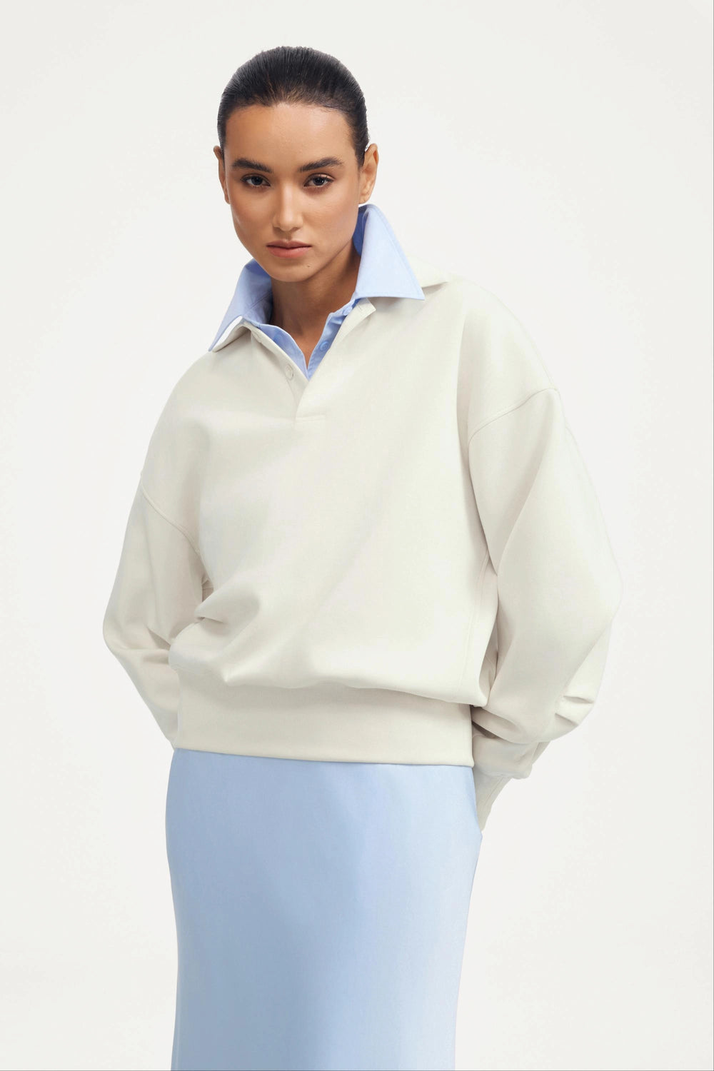 The Elevated Collared Pullover - Vanilla Cream