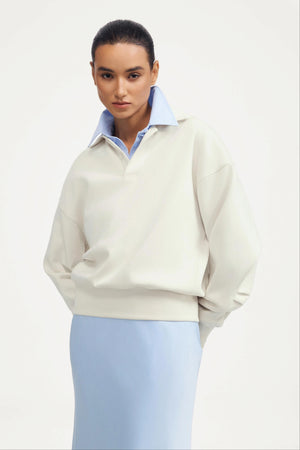 The Elevated Collared Pullover - Vanilla Cream