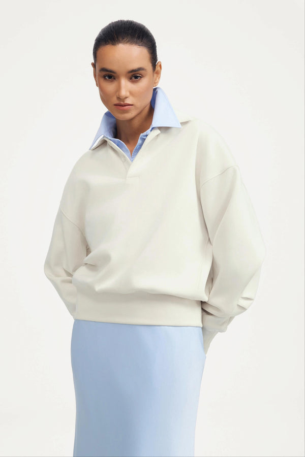 The Elevated Collared Pullover - Vanilla Cream