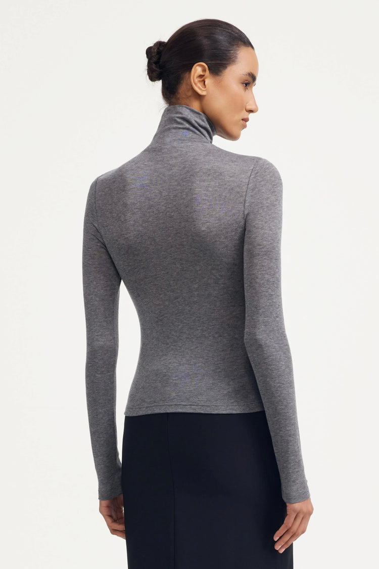 Luxe Stretch Turtleneck - Soft Heather Grey