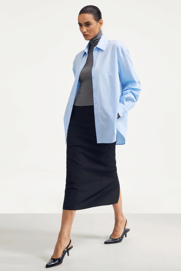 Luxe Stretch Turtleneck - Soft Heather Grey