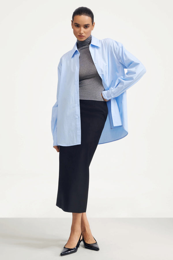 Luxe Stretch Turtleneck - Soft Heather Grey