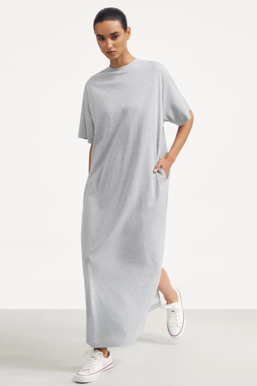 Essential Tee Dress - Heather Grey