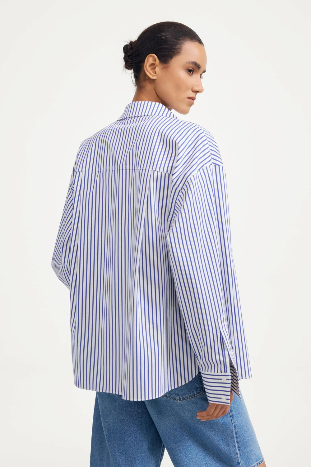 Everyday Oversized Button-Down - Blue and White Stripe
