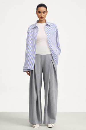 Everyday Oversized Button-Down - Blue and White Stripe