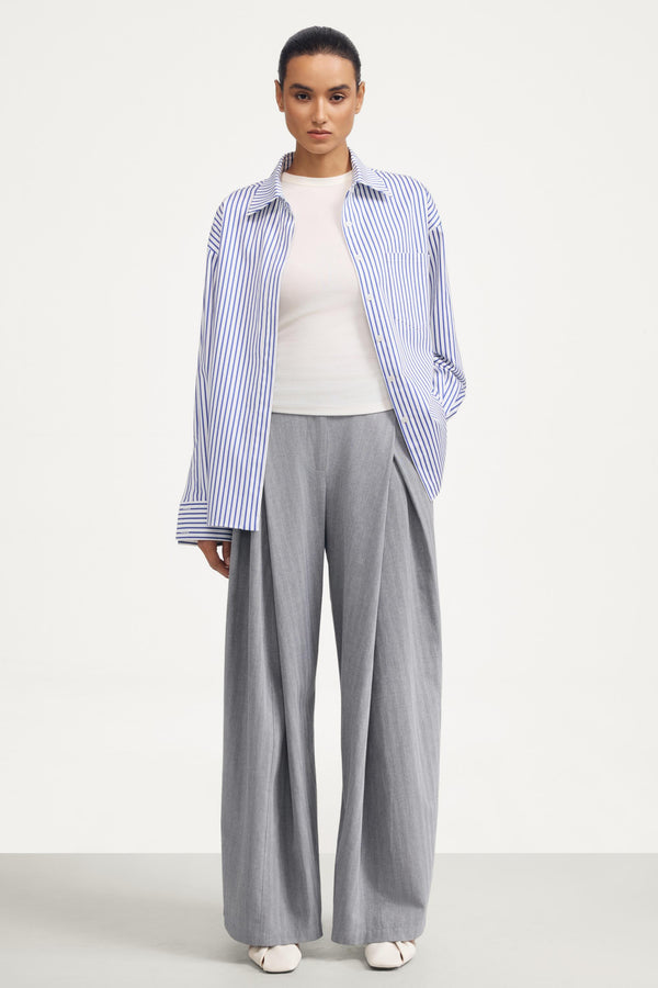 Everyday Oversized Button-Down - Blue and White Stripe