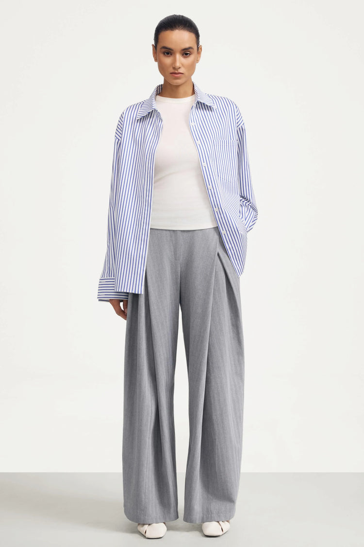 The Soft Tailored Pleated Pant - Soft Heather Grey