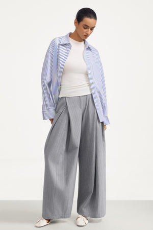 Everyday Oversized Button-Down - Blue and White Stripe