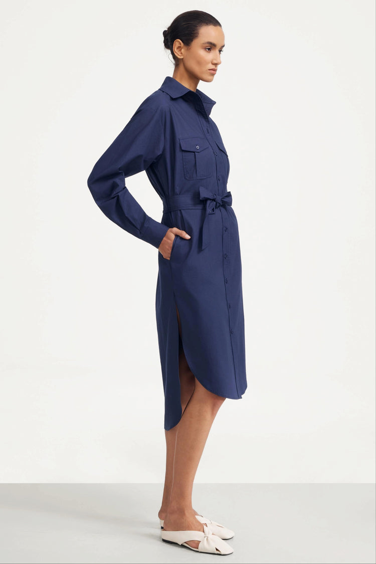 Utility Belted Shirt Dress - Midnight Navy