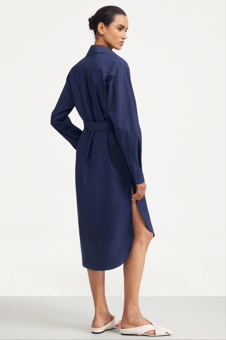 Utility Belted Shirt Dress - Midnight Navy