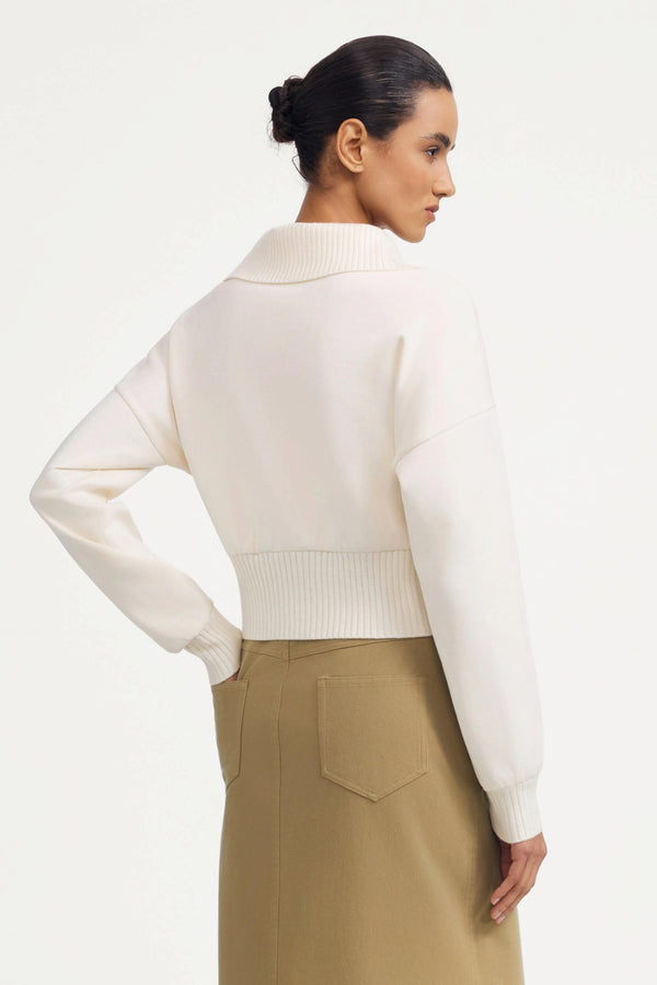The Zip-Front Knit Jacket - Soft Sand