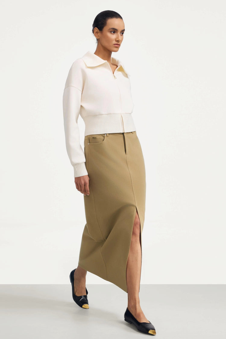 The Zip-Front Knit Jacket - Soft Sand