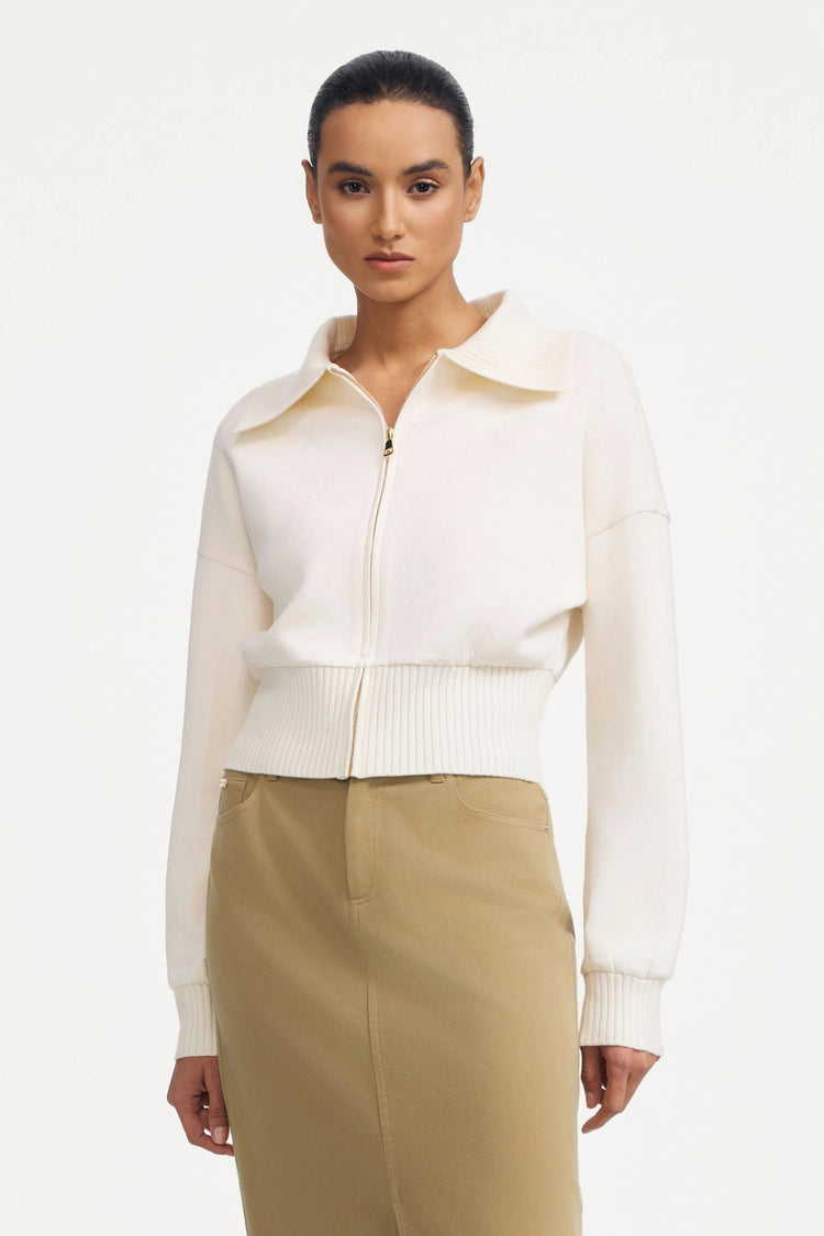 The Zip-Front Knit Jacket - Soft Sand
