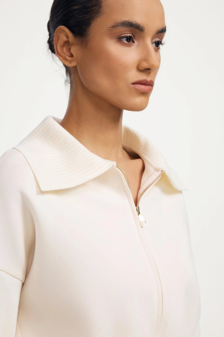 The Zip-Front Knit Jacket - Soft Sand