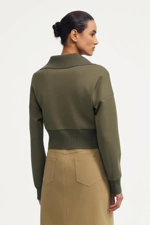 The Zip-Front Knit Jacket - Olive Taupe