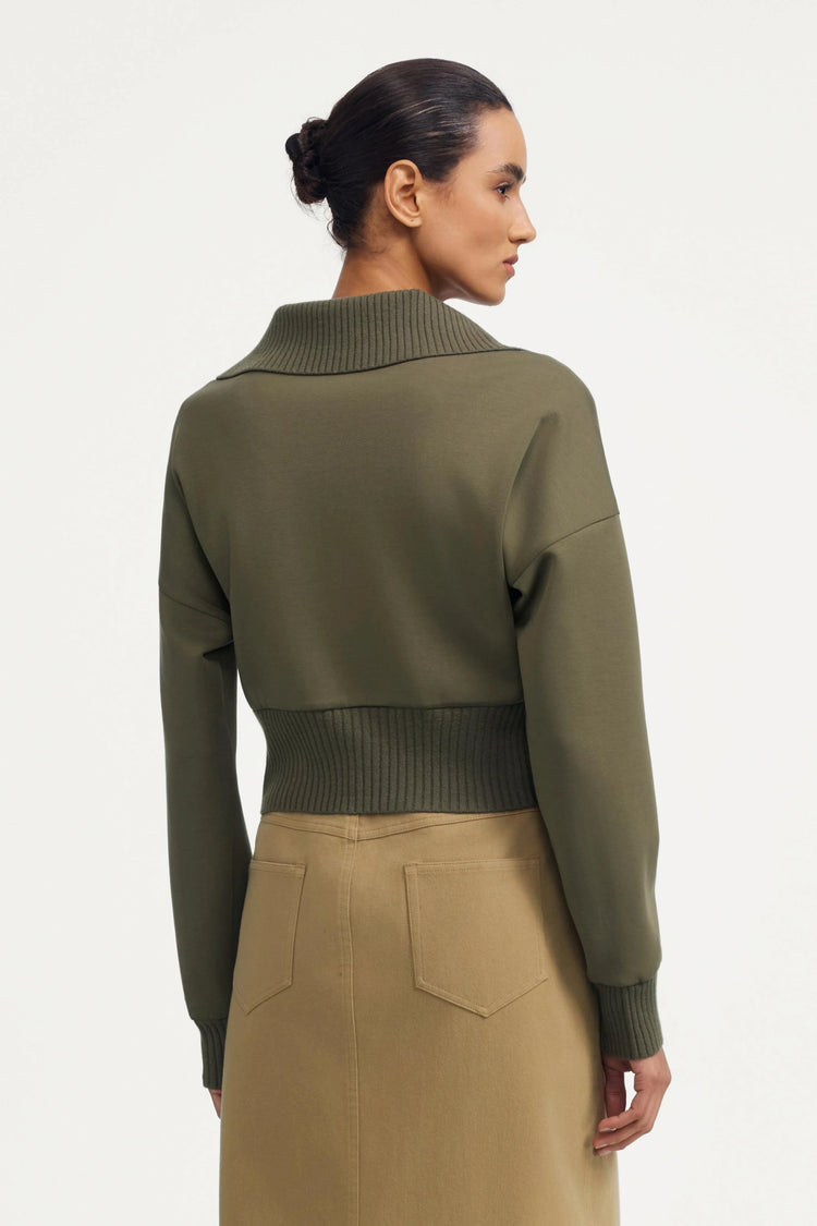 The Zip-Front Knit Jacket - Olive Taupe