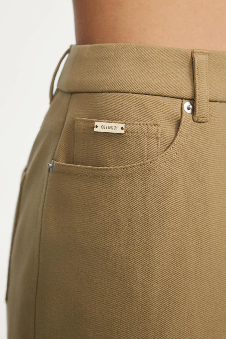 Stetch Denim Maxi Skirt - Soft Camel