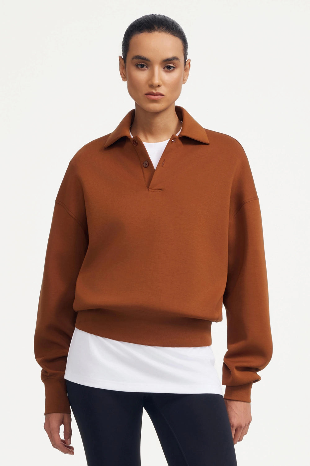 The Elevated Collared Pullover - Rust Clay