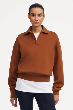 The Elevated Collared Pullover - Rust Clay