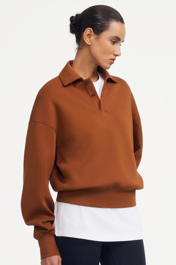 The Elevated Collared Pullover - Rust Clay