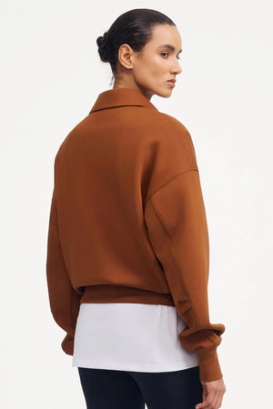 The Elevated Collared Pullover - Rust Clay