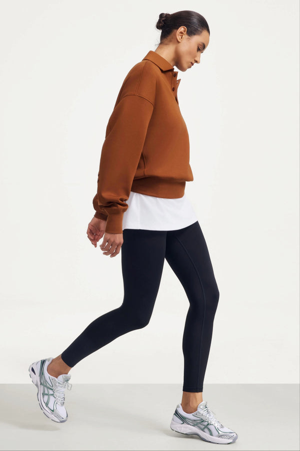 The Elevated Collared Pullover - Rust Clay