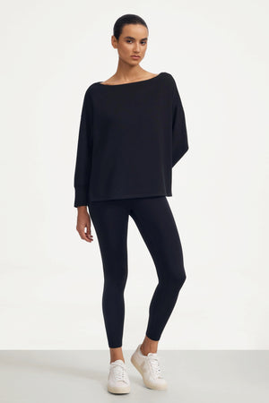 The Off-Duty Boatneck Top - Obsidian Black
