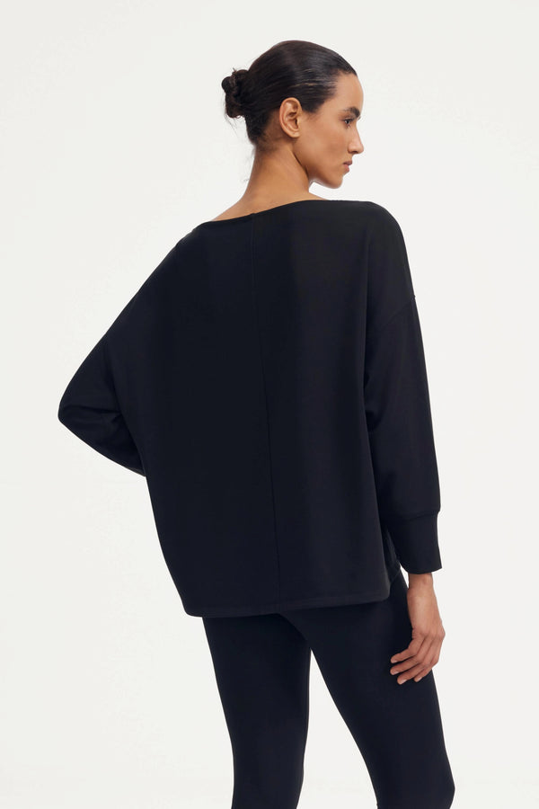 The Off-Duty Boatneck Top - Obsidian Black