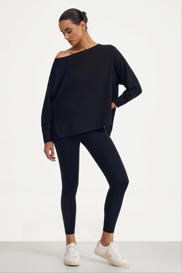 The Off-Duty Boatneck Top - Obsidian Black