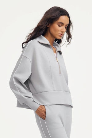 Women’s Half-Zip Lounge Pullover - Soft Cloud Grey