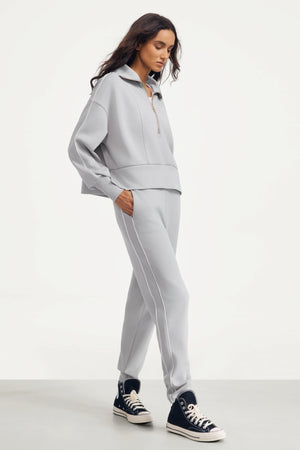 The Refined Track Pant - Soft Cloud Grey
