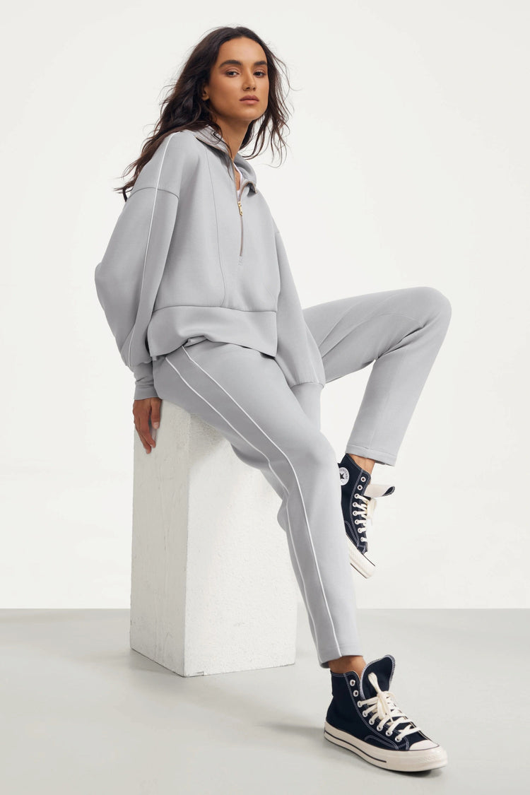 The Refined Track Pant - Soft Cloud Grey