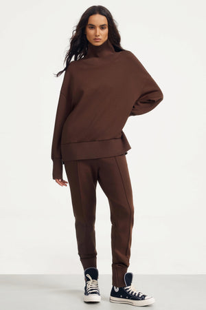 The Luxe Funnel-Neck Pullover - Rich Cocoa