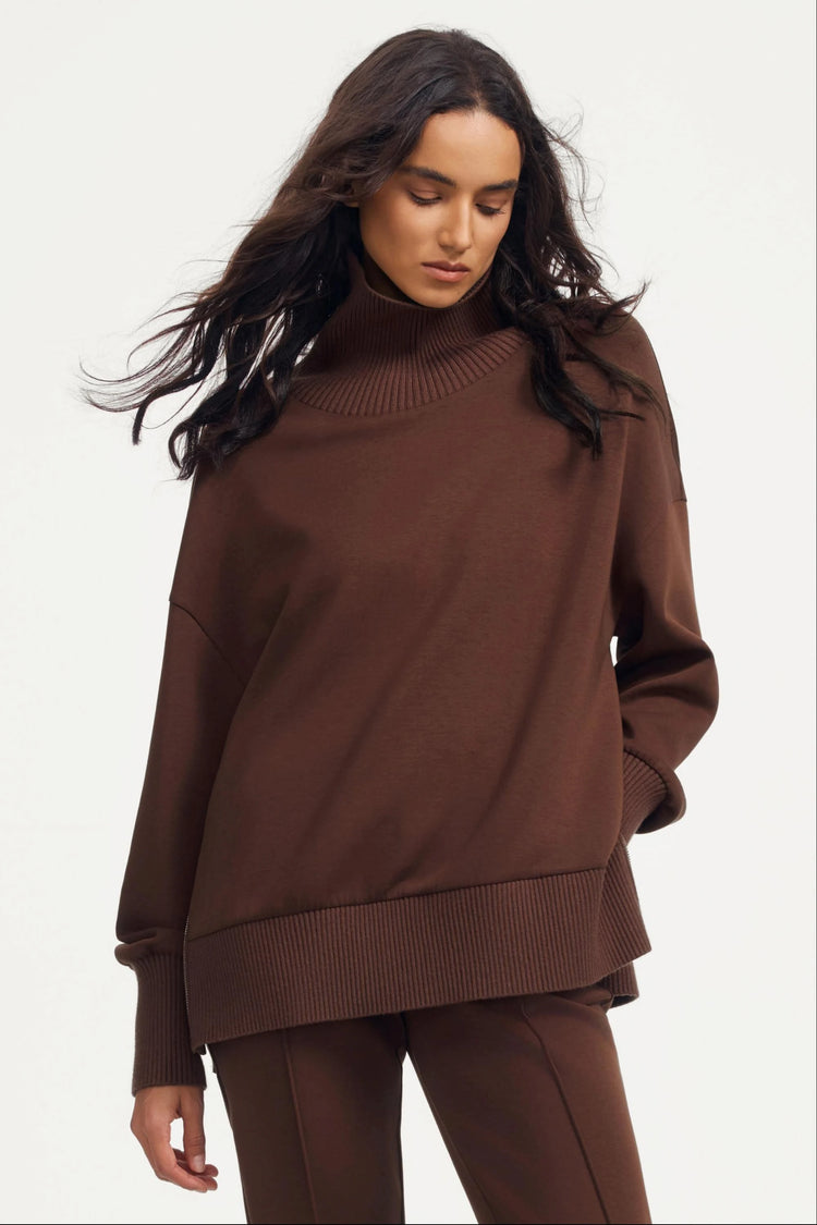 The Luxe Funnel-Neck Pullover - Rich Cocoa