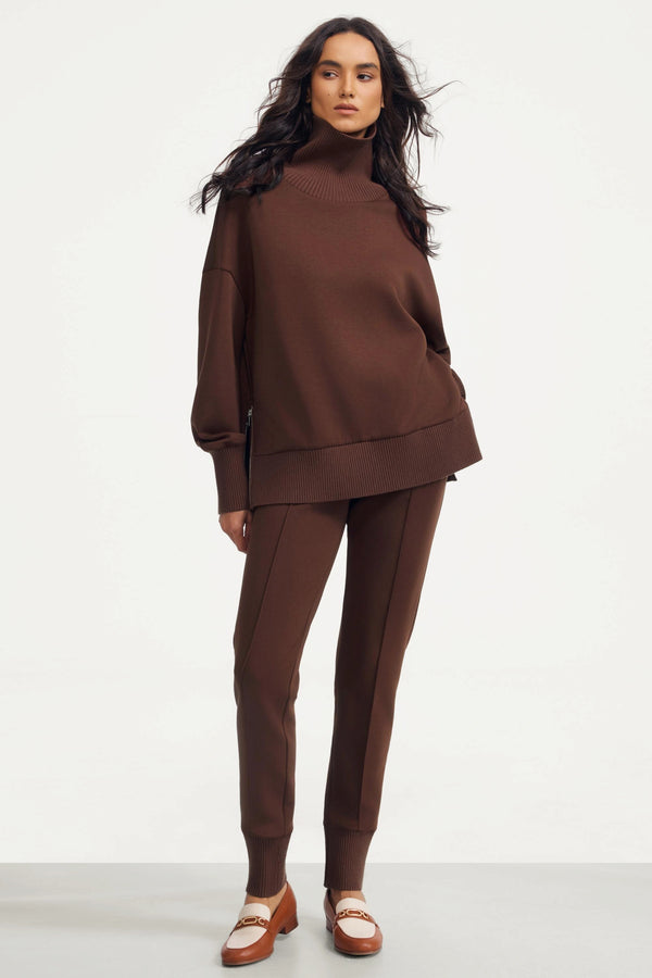 The Luxe Funnel-Neck Pullover - Rich Cocoa