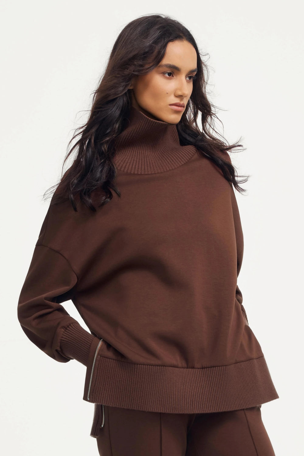 The Luxe Funnel-Neck Pullover - Rich Cocoa