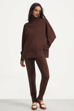 The Luxe Funnel-Neck Pullover - Rich Cocoa