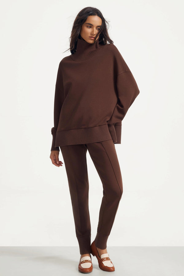The Luxe Funnel-Neck Pullover - Rich Cocoa