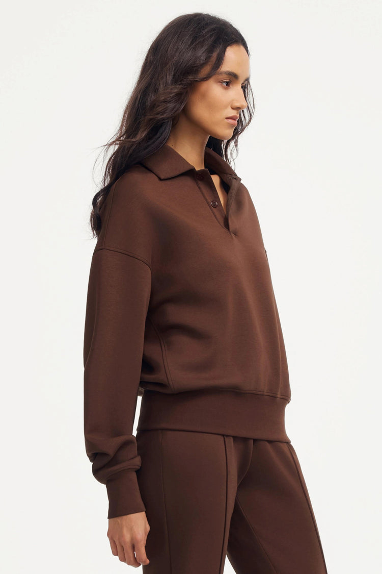 The Elevated Collared Pullover - Chocolate Truffle