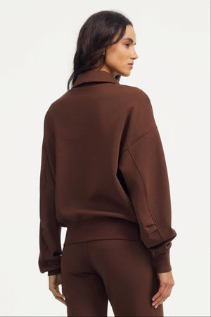 The Elevated Collared Pullover - Chocolate Truffle