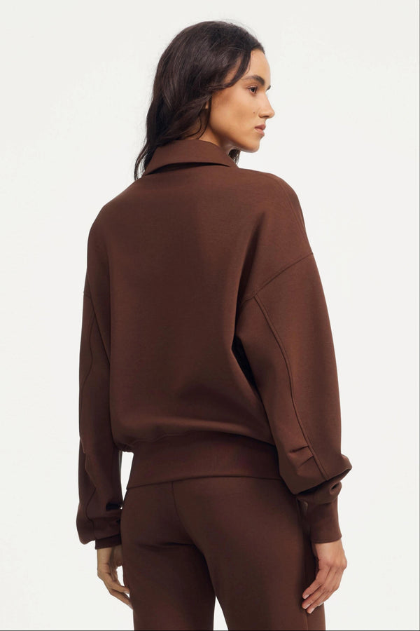 The Elevated Collared Pullover - Chocolate Truffle