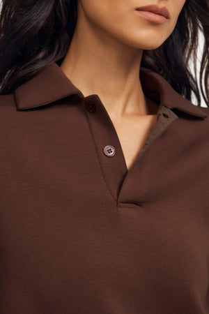 The Elevated Collared Pullover - Chocolate Truffle