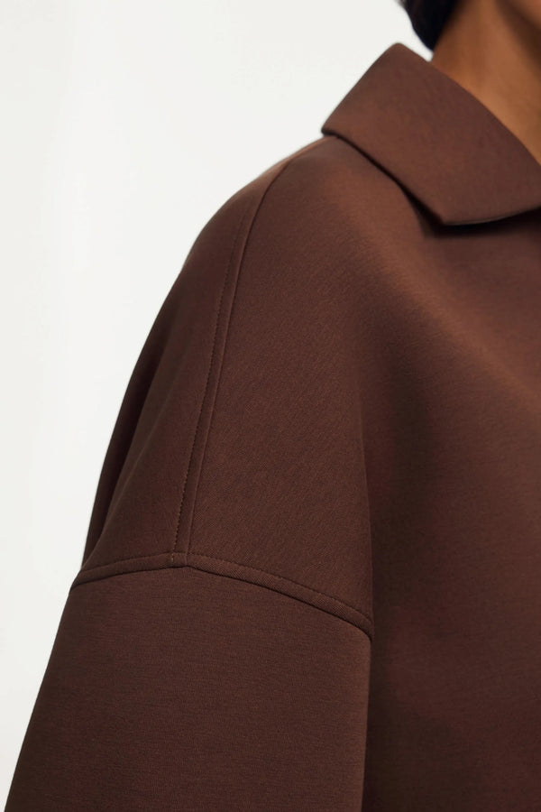 The Elevated Collared Pullover - Chocolate Truffle